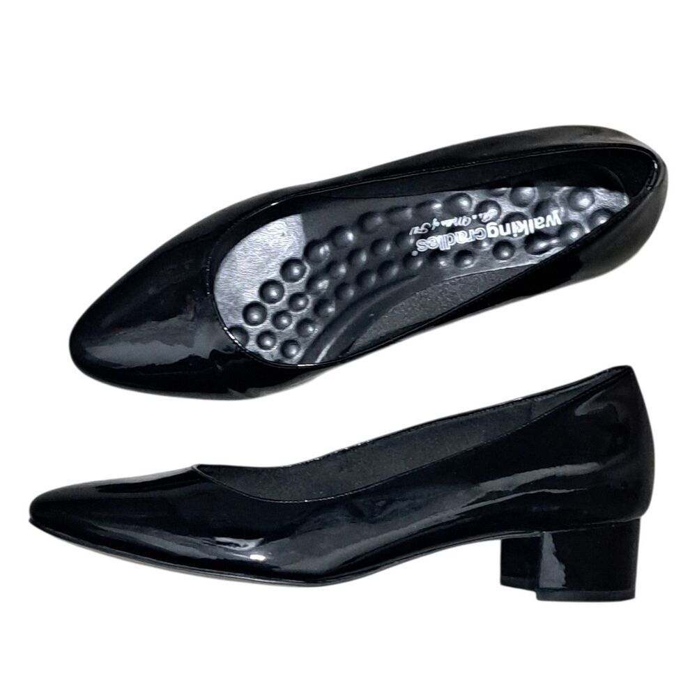 Walking Cradles Heidi Stylish Gothic Chic Pump Patent Leather Sz 9W Black